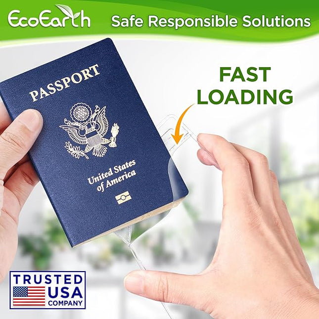 EcoEarth Passport & Identification Card Holders with Soft Edge (Clear, 4x6 Inch, 50 Pack), Extra Large Vertical ID Holder, Zipperless Plastic Name Badge Holders