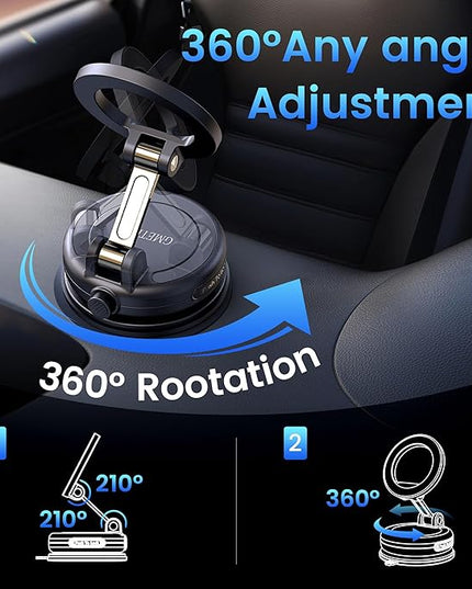 Car Phone Holder for Magsafe—360° Rotation and Dual-axis Adjustment Phone Mount, Up to 78LBS Suction, Compatible with Magsafe Case, for iPhone 17, 16, 15, 14, 13, and 12 Series.