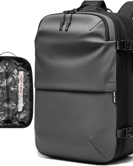 BlackVoyage Vortex Vacuum Seal Travel Backpack 60L Expandable Air Compression System Water Resistant TSA Lock Carry-On Suitcase Luggage Gray AERO - No Vacuum Pump