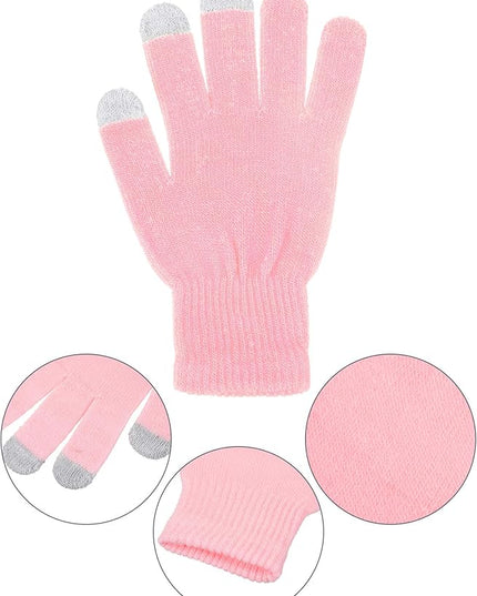 Pangda 12 Pairs Winter Touch Screen Gloves for Men Women Stretch Knitted Texting Gloves Warm Windproof Solid Color Mittens