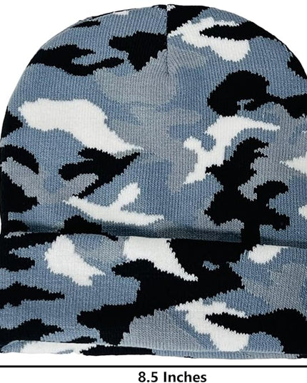 Super Soft Adult & Child Camo Print Winter Knit Beanie Set