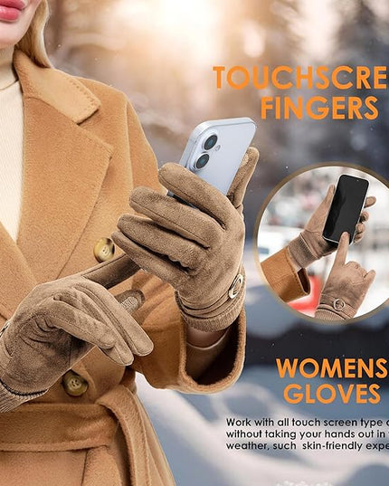 Cold Weather Womens Gloves, Winter Gloves for Women Thermal Warm Fleece Lined, Touchscreen Gloves for Christmas Gifts