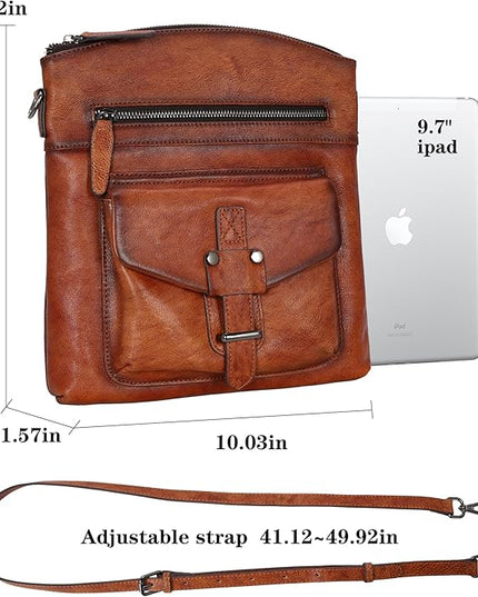 HESHE Leather Crossbody Bags for Women Satchel Purses Shoulder Purses and Handbags Cross Body Bag with Multi Pockets