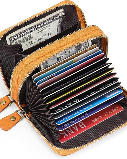 GOIACII Small Genuine Leather Wallet for Women, RFID Blocking Credit Card Holder Wallet