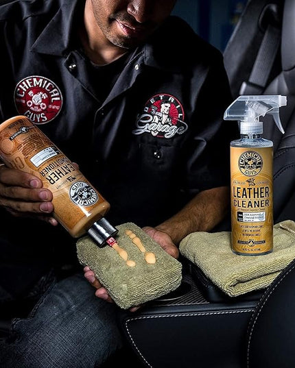 Chemical Guys Complete Leather Cleaner and Conditioner Detailing Kit with Total Interior, for Cars, Home, Office, and More (Works on Natural, Faux Leather and More) 9 Items - HOL412