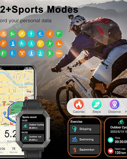 Smart Watch for Men Fitness Tracker: Military Digital Mens Watches Bluetooth Make Answer Call Running Waterproof Smartwatch Android Phones iPhone Samsung Compatible Heart Rate Monitor Step Pedometer