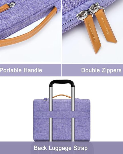 MOSISO 360 Protective Laptop Shoulder Bag,15-15.6 inch Computer Bags Compatible with MacBook Pro 16 inch, HP, Dell, Lenovo, Asus Notebook,Side Open Messenger Bag with 4 Zipper Pockets, Purple