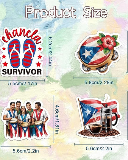 Puerto Rico Stickers for Adults- 50 Pcs Puerto Rico Travel Souvenirs Water Bottle Stickers, Flag Landmark Waterproof Scrapbook Decals, Vinyl Sticker for Laptop Journaling Guitar
