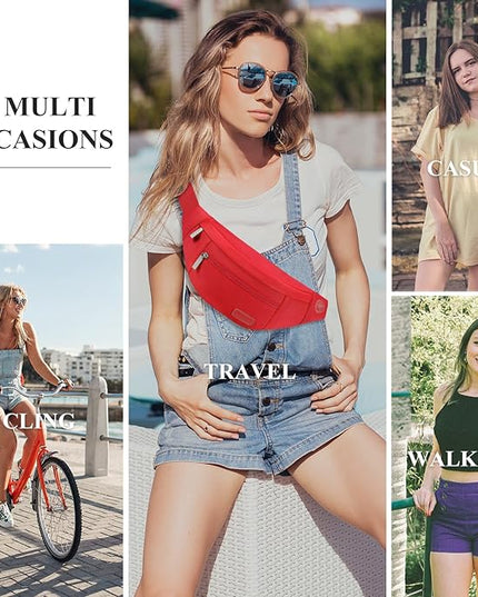 MAXTOP Large Crossbody Fanny Pack with 4-Zipper Pockets,Gifts for Enjoy Sports Festival Workout Traveling Running Casual Hands-Free Wallets Waist Pack Phone Bag Carrying All Phones