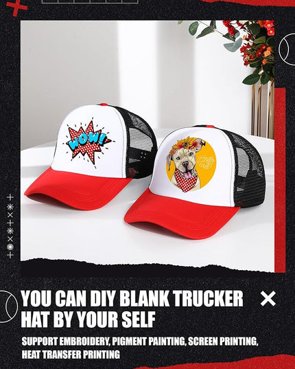 10 Pcs Sublimation Blank Trucker Hats Bulk Mesh Baseball Cap Polyester Mesh Trucker Hat for Men and Women