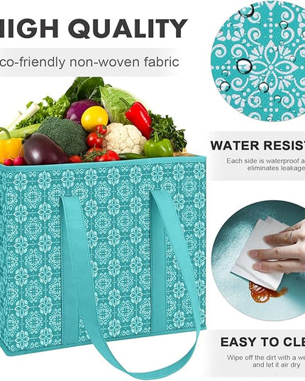 WISELIFE Reusable Grocery Bags 8 Pack,Large Grocery Tote Bag Water Resistant Shopping Bags Foldable Grocery Bag for Clothes,Shoes and Picnic,Green