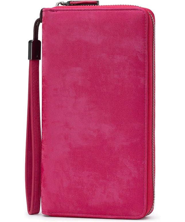 Bveyzi Women RFID Blocking Wallet Leather Zip Around Phone Clutch Large Capacity Ladies Travel Purse Wristlet | RFID Blocking, Zip Around, Large Capacity