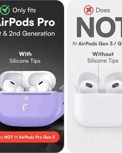 Keybudz for AirPods Pro 2 Case with Lock - Fully Waterproof AirPods Pro 2nd Generation Case Cover - Keychain, Rugged Tough Protection, Hard Shell and Carabiner for USB-C/Lightning (Wild Lavender)