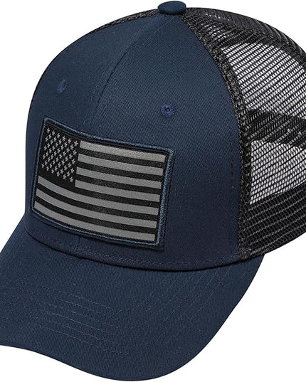 AURR American Flag Trucker Hat, Patriotic Baseball Cap for Men & Women, Breathable Mesh Adjustable Snapback, USA Flag Patch