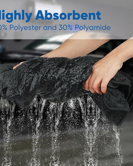 HOMEXCEL Professional Car Drying Towel (24"x 16") with Twisted-Loop Technology, 1200GSM for a Streak-Free Finish – Microfiber Towels for Cars, Trucks, SUVs, RVs and Motorcycles, 2 Pack
