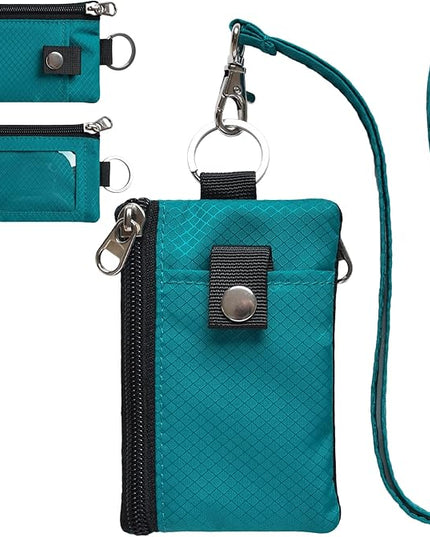 Minimalist RFID Blocking Small Wallet with ID Window,WaterResistant Zip Id Case Wallet with Lanyard Keychain for Cards,Cash,Travel,Women,Men