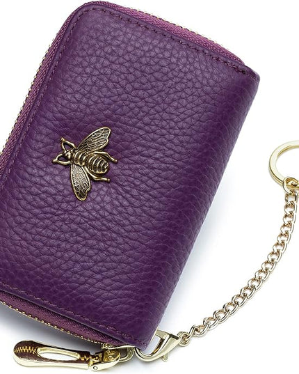 imeetu RFID Credit Card Holder, Small Leather Zipper Card Case Wallet for Women