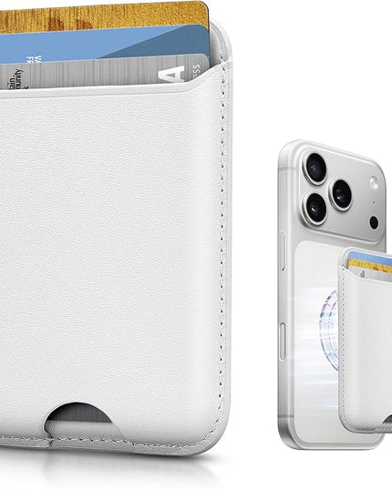 Magnetic Mag-safe Wallet Cell Phone Card Holder for Phone Case with Mag-Safe, Stronger Magnetic RFID Leather Phone Wallet Stick on for iPhone 17/16/15/14/13/12 Series, Fit 3 Cards