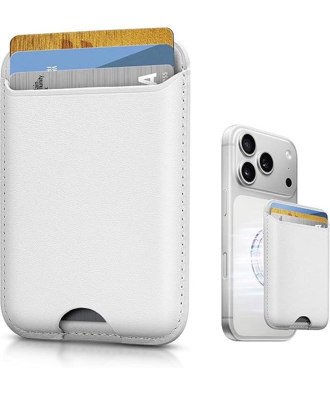 Magnetic Mag-safe Wallet Cell Phone Card Holder for Phone Case with Mag-Safe, Stronger Magnetic RFID Leather Phone Wallet Stick on for iPhone 17/16/15/14/13/12 Series, Fit 3 Cards