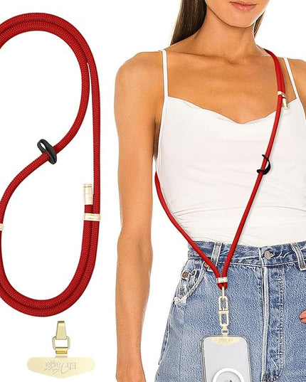 Adjustable Anti-Theft Phone Lanyard Neck & Crossbody Strap with 0.2mm Metal Tab & Comfort-Fit 8mm Rope(Tangerine)
