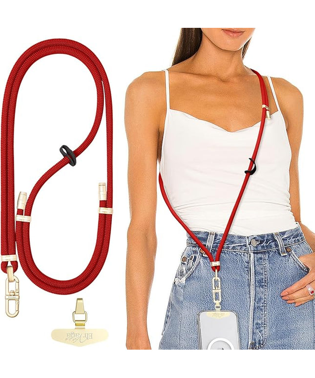 Adjustable Anti-Theft Phone Lanyard Neck & Crossbody Strap with 0.2mm Metal Tab & Comfort-Fit 8mm Rope(Tangerine)