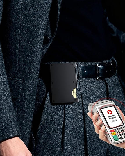 furid Slim Card Wallet for Men: Minimalist Metal Wallet with Money Clip - RFID Front Pocket Credit Card Holder for Work Business Travel - Gift for Father Husband Male Friend