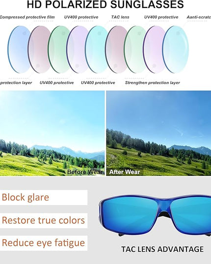 MEETSUN Fit Over Glasses Sunglasses for Men Women,Wrap Around Sunglasses Polarized UV400 Protection