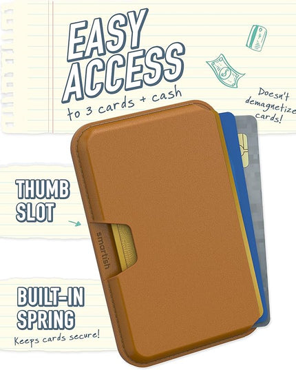 Smartish MagSafe Wallet - Side Hustle - Vegan Leather Slim Detachable Magnetic Card Holder Qi2 Certified iPhone MagSafe Wallet for Apple iPhone 17/16/15/14/13/12/13/12 Models - Teddy Bear Brown