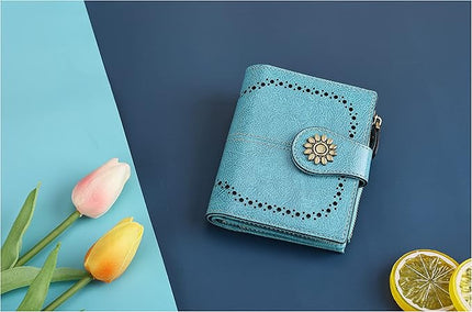 Lavemi Womens Leather Wallet Small Compact RFID Blocking Credit Card Case Purse with Zipper Pocket | Small, Compact, RFID Blocking, Zipper Pocket, Small, Compact