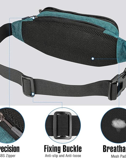 WATERFLY Fanny Pack Waist Bag: Small Hip Pouch Bum Bag Fannie Pack Phanny Fannypack Waistpack Bumbag Beltbag Sport Slim Fashionable for Jogging Hiking Hiker Woman Man