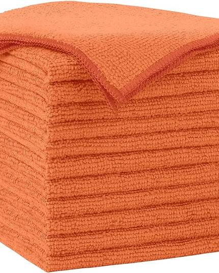 AIDEA Microfiber Cleaning Cloth-12PK, Soft Microfiber Towels for Cars, Absorbent Cleaning Rags, Lint-Free Streak-Free Wash Cloths for House, Kitchen, Window(12in.x12in), Orange