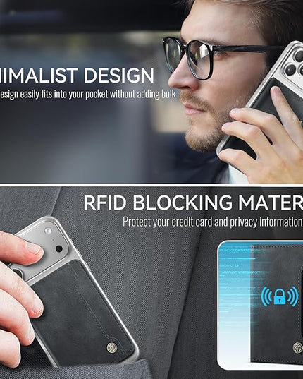 Vinich for MagSafe Wallet Magnetic RFID Blocking Card Holder Compatible with MagSafe Phones and Cases, Strong Magnet Minimalist Phone Wallet for iPhone 17/16/15/14/13/12/ Pro/Max/Plus, Vintage Black