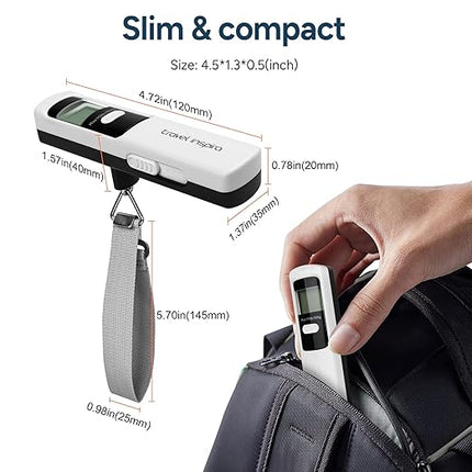 Battery-Free Luggage Scale, Suitcase Scale for Travel, 110 lbs/50 kg, Portable Handheld Weight Scale, No Batteries Needed