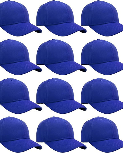 Falari Wholesale Bulk Lot 12-Pack Baseball Cap Adjustable Size Plain Blank Solid Color