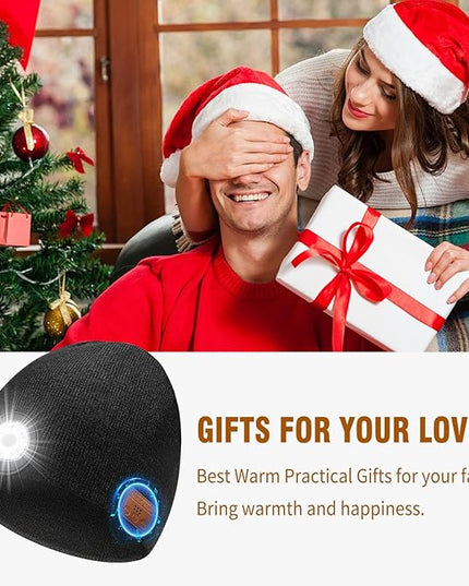 LED Beanie Hat with Bluetooth-Tech Gifts for Men and Women, Wireless Hat Beanie Cap Headlamp Music hat