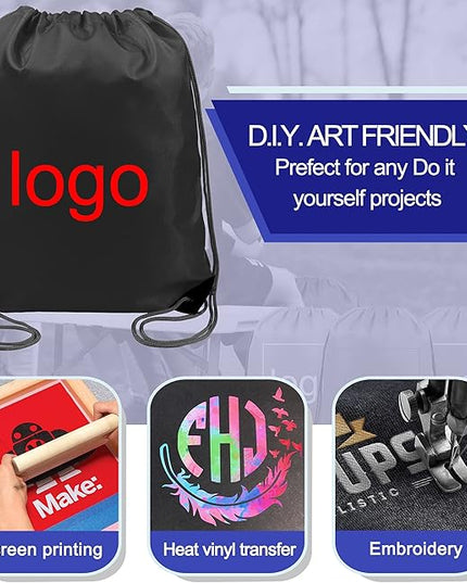 BeeGreen Drawstring Backpack Bags 20,30,50 Packs Reflective String Bags for Gym Sport Trip Cinch Sack DIY for Women Men