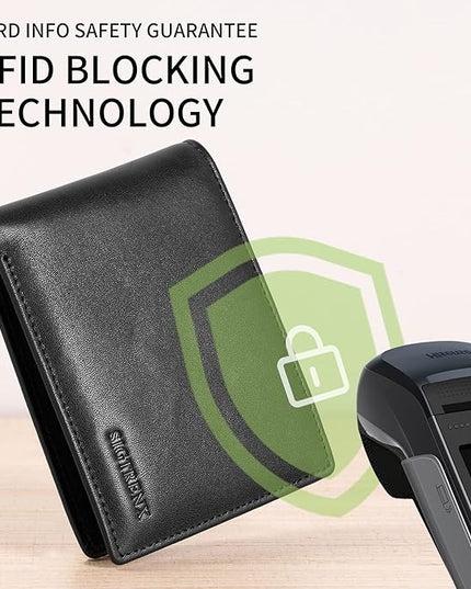 Sigtrenx Leather Wallets for Men, Genuine Leather Mens Wallets Bifold Rfid Blocking with 2 ID Windows