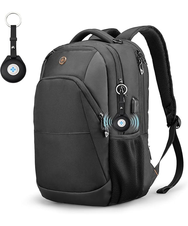 Swissdigital Design Adult Laptop Backpack, College Laptops Backpack with USB Charging Port for Men and Women Fits 16 Inch Notebook with Finder Keychain, Bluetooth Tracker, Item Locator for Keys