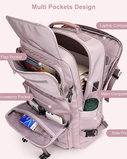 PIJUSHI Carry on Travel Backpack for Women Convertible Duffle Bag Flight Approved Luggage Backpack Fit 16 Inch Laptop(PE053 Ashen Purple)