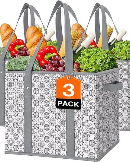 WISELIFE Reusable Grocery Bags [3 Pack],Large Grocery Tote Bag Water Resistant Shopping Bags Foldable Grocery Bag for Clothes,Shoes and Picnic