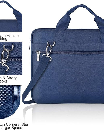 Voova Laptop Bag 17 17.3 Inch, 360° Protective Laptop Case Sleeve with Shoulder Strap Compatible with 17-18 Inch Lenovo Asus Acer Dell Hp, Waterproof Computer Bag Slim Briefcase for Men Women, Blue