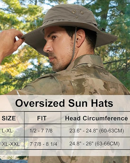 PLCWSCFV Plus Size XL XXL Sun Hats for Men Bucket Boonie UV Protection UPF50+ Waterproof Wide Brim Foldable Fishing Beach