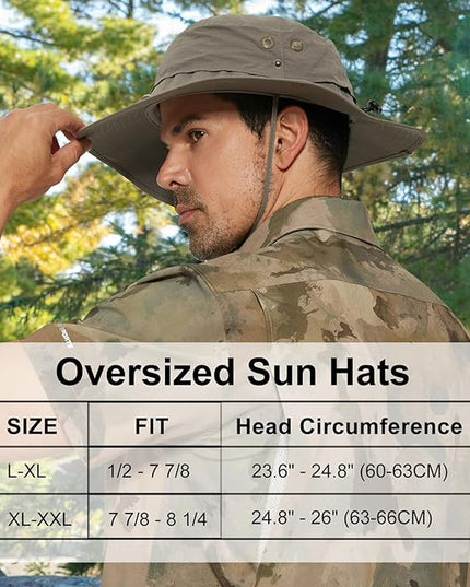 PLCWSCFV Plus Size XL XXL Sun Hats for Men Bucket Boonie UV Protection UPF50+ Waterproof Wide Brim Foldable Fishing Beach