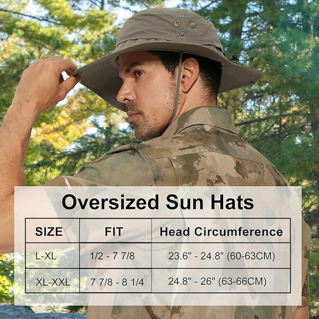 PLCWSCFV Plus Size XL XXL Sun Hats for Men Bucket Boonie UV Protection UPF50+ Waterproof Wide Brim Foldable Fishing Beach