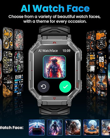 GPS Military Smart Watch for Men，GPT Voice Assistant，Smartwatch with LED Flashlight，2.01" HD Display Bluetooth Call，Fitness Tracke with Multiple Sports Modes，Compatible with Android & iOS