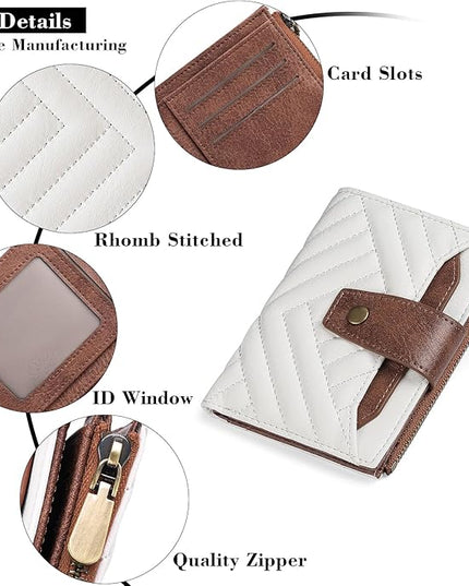 FALAN MULE Small Wallet for Women Leather Bifold Compact RFID Blocking with ID Window