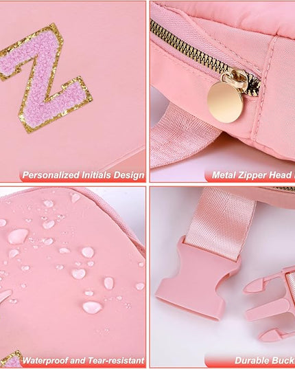 Uygafly Personalized Belt Bag for Women Girls - Fashion Mini Waist Packs with Adjustable Strap - Trendy Travel Fanny Pack Crossbody Bags with Initial Letter - Teen Gifts | Peach,Z