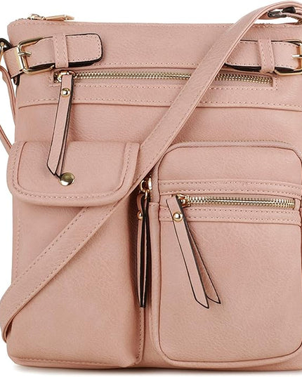 SG SUGU Katie Lightweight Medium Crossbody Bag Shoulder Bag with Multi Pocket for Women