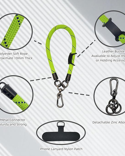 Phone Lanyard Wrist Strap Phone Strap Wrist Lanyard for Cell Phone Around the Hand with Lanyard Patch (Green/Blue)