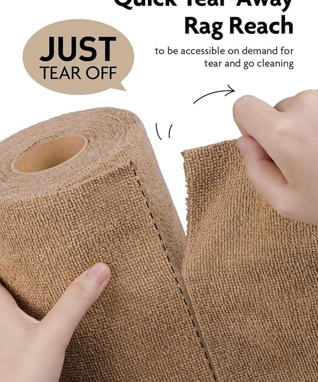 Fantasticlean Microfiber Cleaning Cloth Roll -150 Pack, Tear Away Microfiber Towels, 12" x 12", Reusable, Washable, Ultra Absorbent Dishcloth for All-Around Cleaning Supplies (Tan & Beige)
